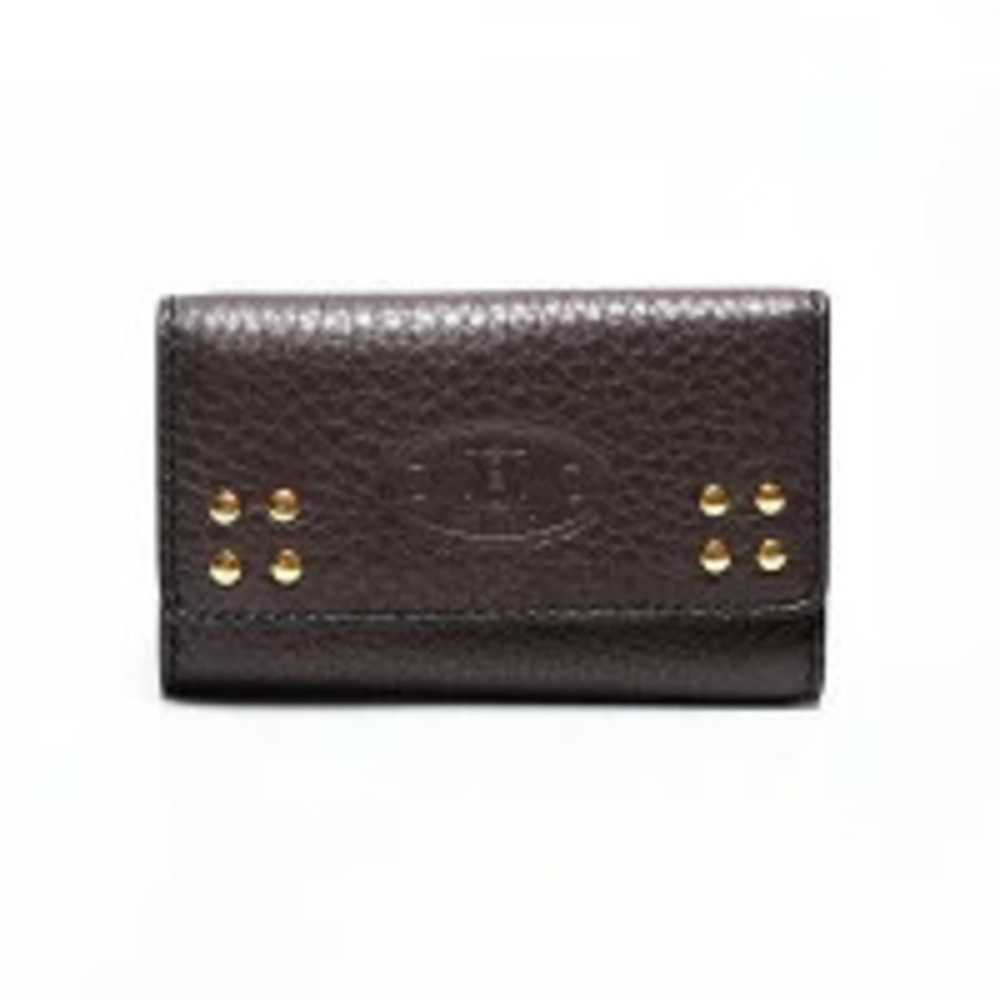 Celine Triomphe Leather Key Case Wallet Brown
